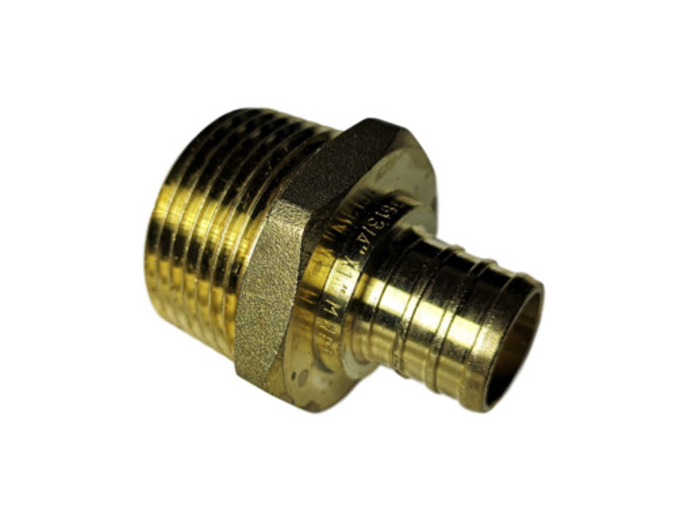 [PEX-.75PX1MPT-BR] 3/4" PEX x 1" MPT Brass Male Adapter (Lead Free)