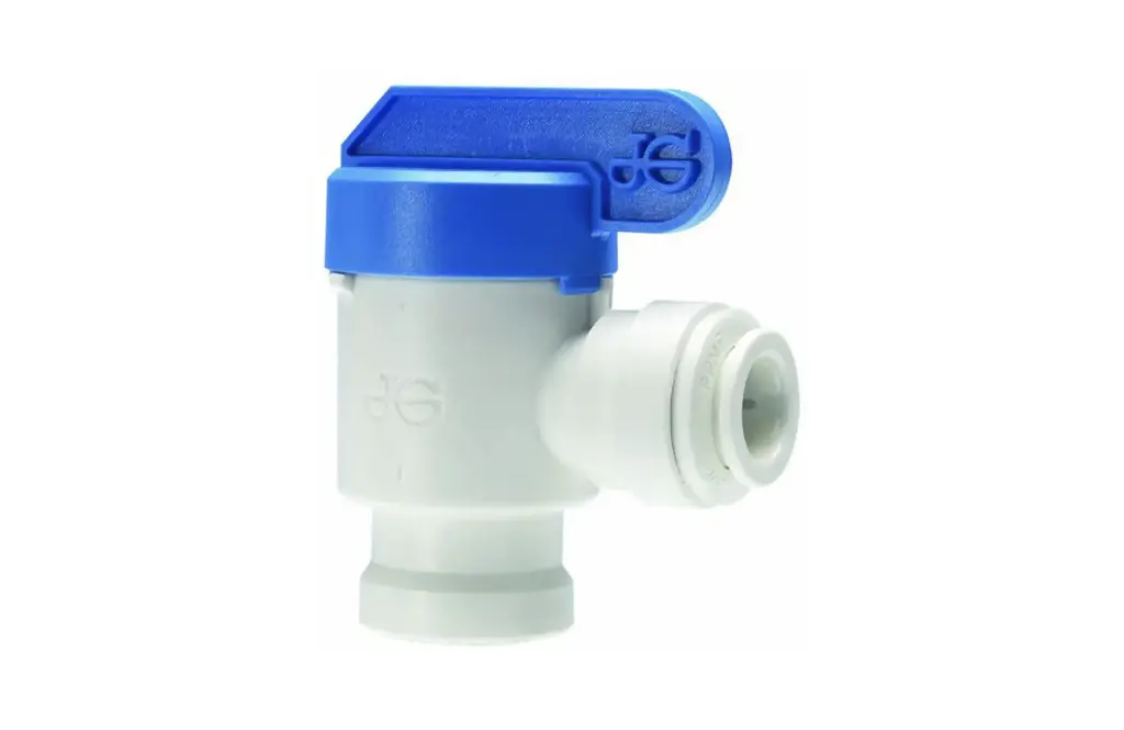 [JHN-PPSV501222W] Tank Ball Valve, 3/8" John Guest x 1/4" Female NPTF Elbow