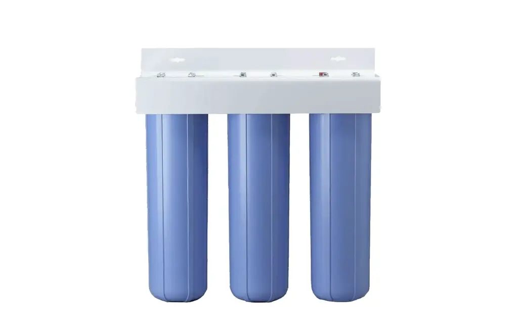 [HN-TBB20-1-SCSP3] Triple 4.5x20, 1" FPT, Pressure Relief, w/ Bracket, Sediment, Carbon, SP3 Filter