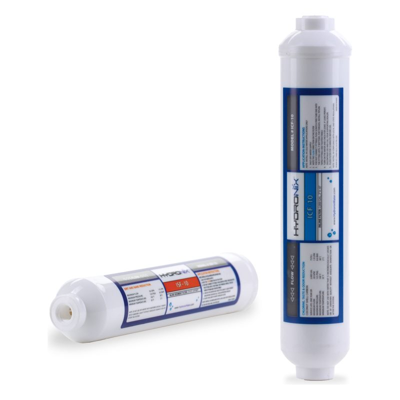 [HN-2512X2-FRIDGE] 2 Inline Refrigerator Filters, 2.5" x 12", 1/4" FNPT Coconut, 3500-Gal w/ Shutoff Valve