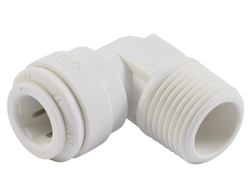 [JHN-PP481223W] John Guest 3/8" x 3/8" NPTF Fixed Elbow-PP: White