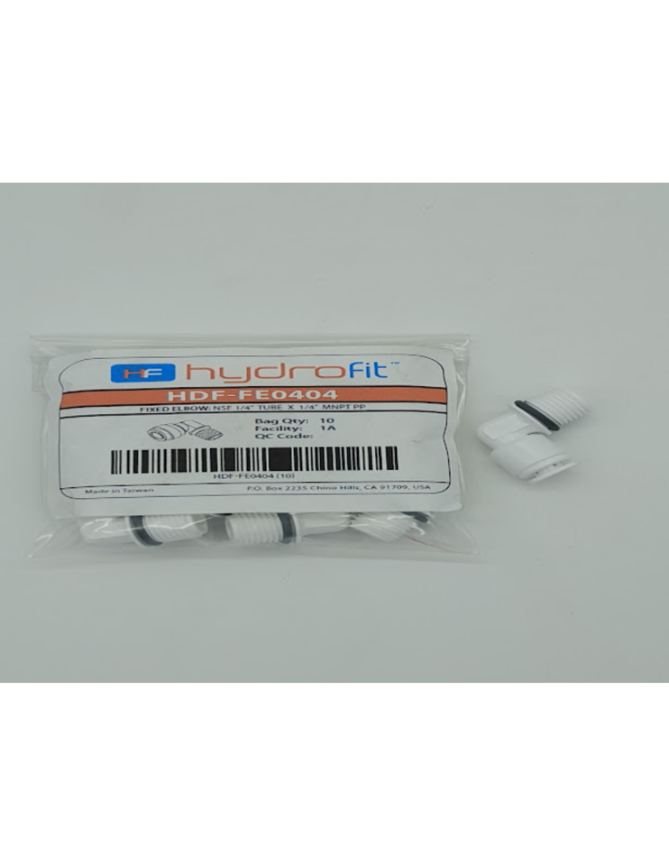 [HWT-HDF-FE0404] Hydrofit 1/4" Tube x 1/4" MNPT Fixed Elbow