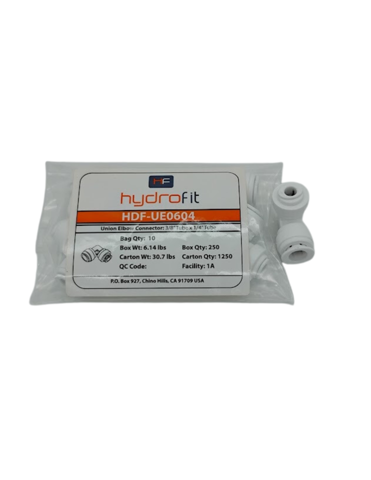 [HWT-HDF-UE0604] Hydrofit 3/8" Tube x 1/4" Tube Union Elbow