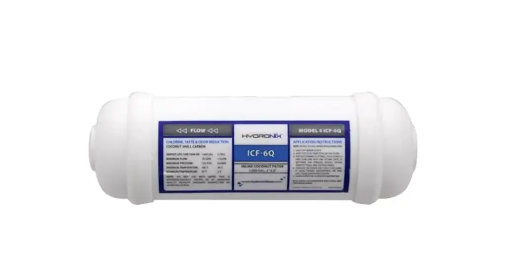 [HWT-ICF-6Q] Hydronix Inline Coconut Filter, 1000 GAL, 2" x 6", 1/4" Quick Connect