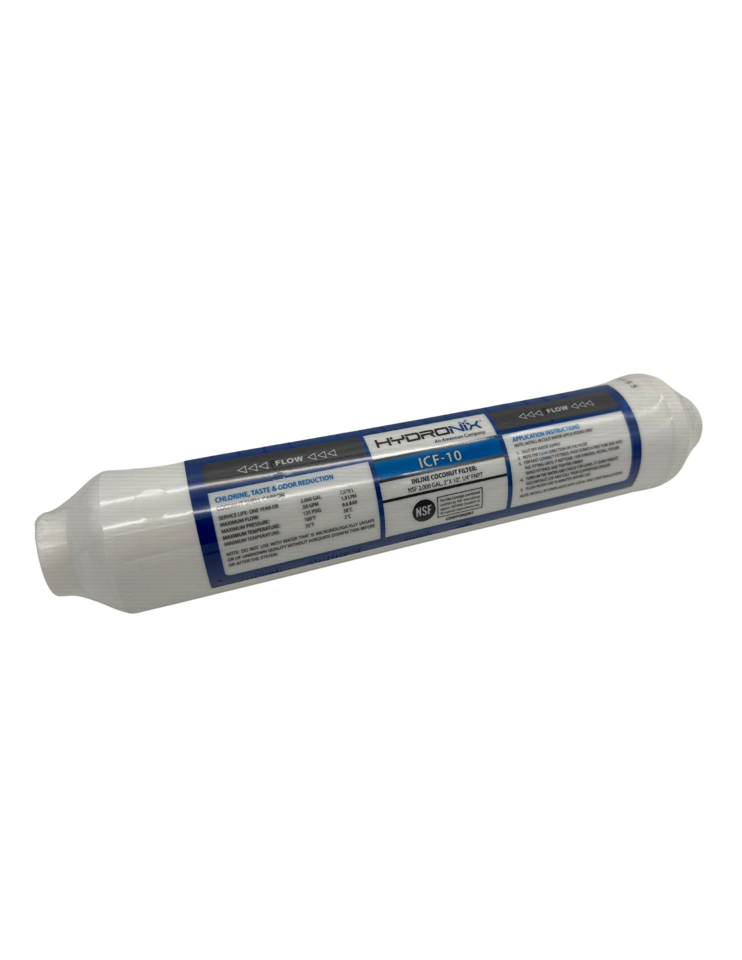 Inline Post Coconut Filter, 2000 Gal. 2" x 10", 1/4" FNPT
